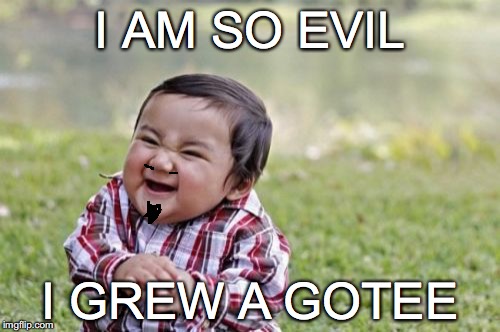 Evil Toddler Meme | I AM SO EVIL; I GREW A GOTEE | image tagged in memes,evil toddler | made w/ Imgflip meme maker