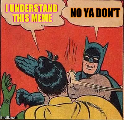 Batman Slapping Robin Meme | I UNDERSTAND THIS MEME NO YA DON'T | image tagged in memes,batman slapping robin | made w/ Imgflip meme maker