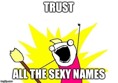 X All The Y Meme | TRUST ALL THE SEXY NAMES | image tagged in memes,x all the y | made w/ Imgflip meme maker