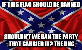 Rebel Flag | IF THIS FLAG SHOULD BE BANNED; SHOULDN'T WE BAN THE PARTY THAT CARRIED IT? THE DNC | image tagged in rebel flag | made w/ Imgflip meme maker