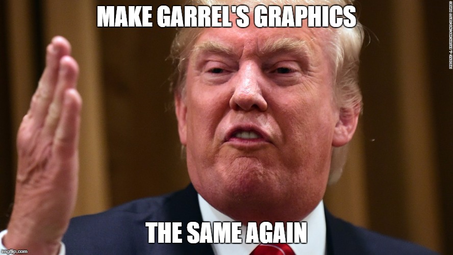 make [blank] great again | MAKE GARREL'S GRAPHICS; THE SAME AGAIN | image tagged in make blank great again | made w/ Imgflip meme maker