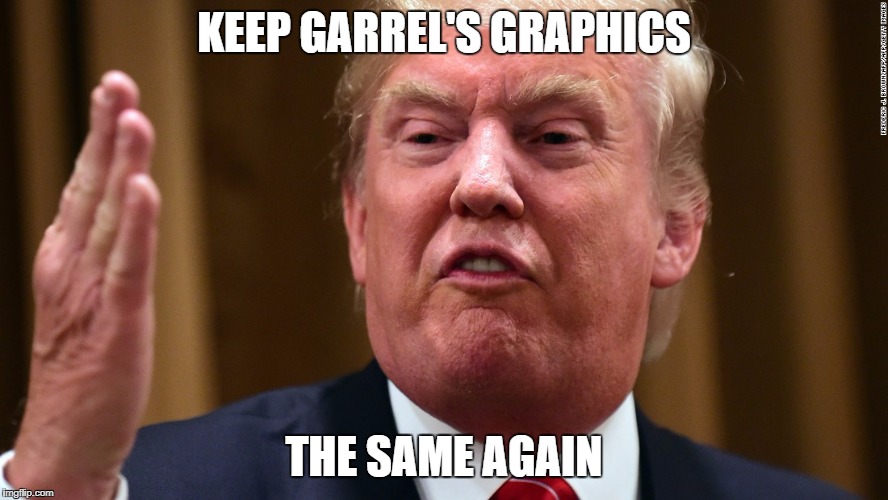 make [blank] great again | KEEP GARREL'S GRAPHICS; THE SAME AGAIN | image tagged in make blank great again | made w/ Imgflip meme maker