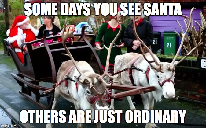 SOME DAYS YOU SEE SANTA; OTHERS ARE JUST ORDINARY | image tagged in santa deer | made w/ Imgflip meme maker