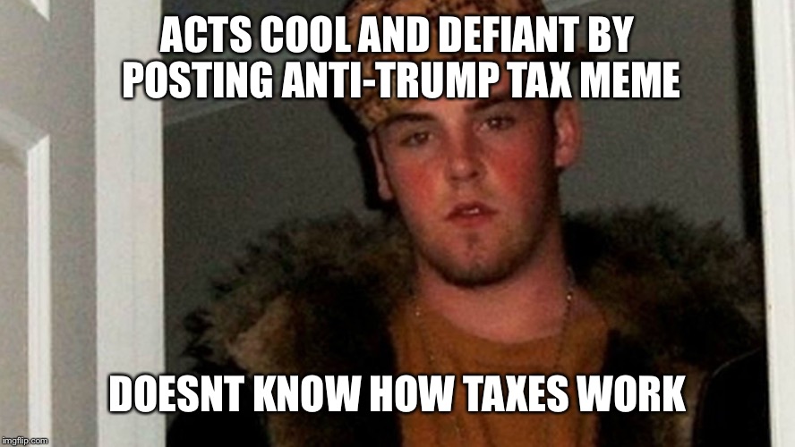 ACTS COOL AND DEFIANT BY POSTING ANTI-TRUMP TAX MEME DOESNT KNOW HOW TAXES WORK | made w/ Imgflip meme maker