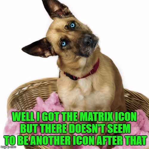 WELL I GOT THE MATRIX ICON BUT THERE DOESN'T SEEM TO BE ANOTHER ICON AFTER THAT | made w/ Imgflip meme maker