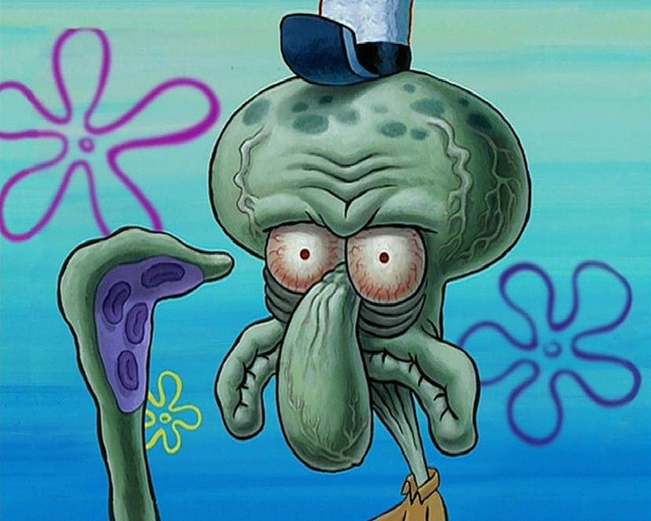 High Quality stressed Squidward Blank Meme Template