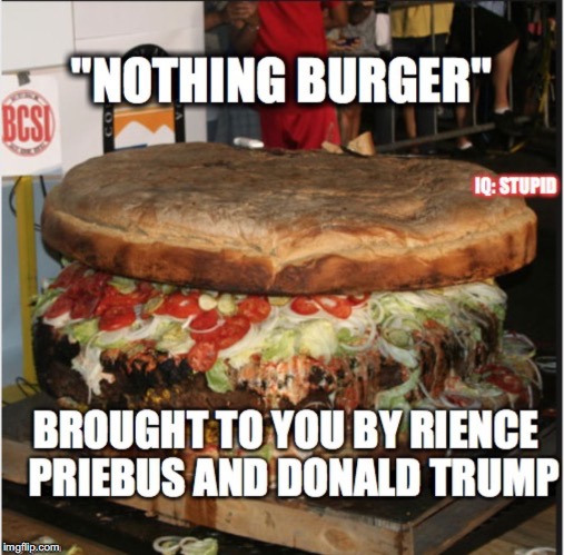 Trump: Nothing Burger | image tagged in trump nothing burger | made w/ Imgflip meme maker
