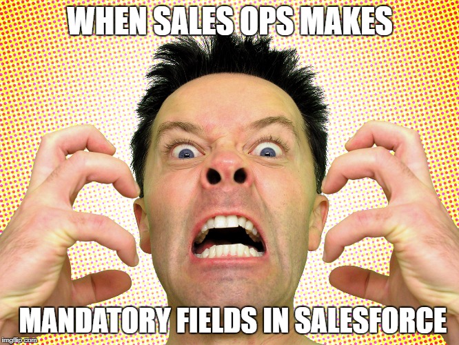 Salesforce Mandatory Field | WHEN SALES OPS MAKES; MANDATORY FIELDS IN SALESFORCE | image tagged in salesforce mandatory field | made w/ Imgflip meme maker