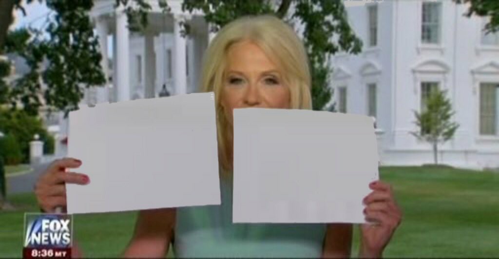 High Quality Kellyanne Conway and blank papers Blank Meme Template