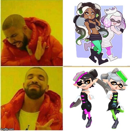 SPLATOON 2 HYPE!!! | image tagged in drake hotline approves,slowstack,callie  marie vs pearl  marina | made w/ Imgflip meme maker