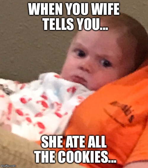 WHEN YOU WIFE TELLS YOU... SHE ATE ALL THE COOKIES... | image tagged in mad | made w/ Imgflip meme maker