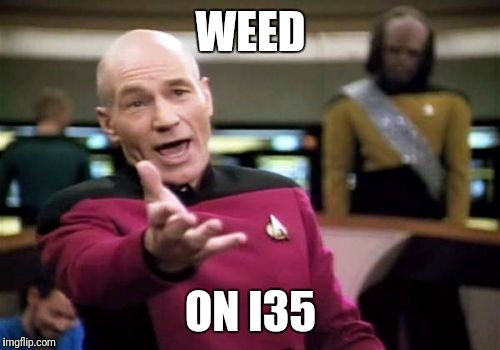 Picard Wtf Meme | WEED ON I35 | image tagged in memes,picard wtf | made w/ Imgflip meme maker