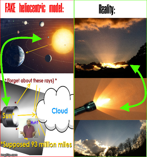 Sun Luminary is close | image tagged in light,sun,flat earth,close,luminary,crepescular | made w/ Imgflip meme maker
