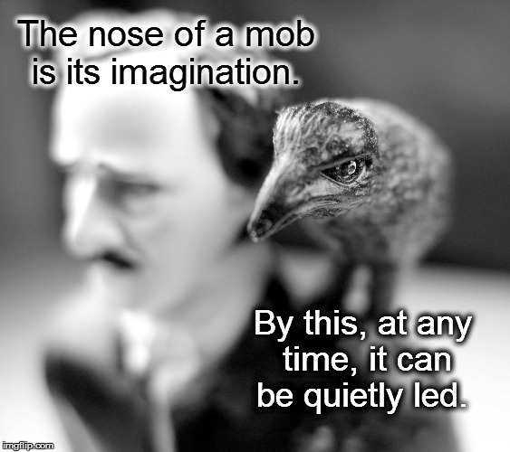 Enlighten Anti-Poeticals | The nose of a mob is its imagination. By this, at any time, it can be quietly led. | image tagged in poe,raven,mob,meme,quotes | made w/ Imgflip meme maker