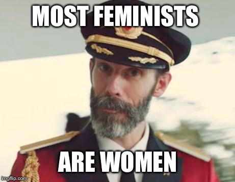 Captain Obvious | MOST FEMINISTS; ARE WOMEN | image tagged in captain obvious | made w/ Imgflip meme maker