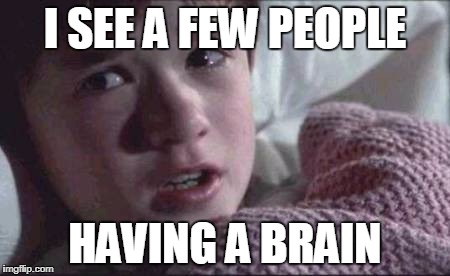 I See Dead People | I SEE A FEW PEOPLE; HAVING A BRAIN | image tagged in memes,i see dead people | made w/ Imgflip meme maker