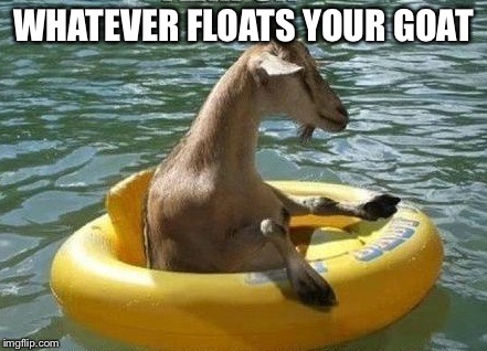 Floating Goat | WHATEVER FLOATS YOUR GOAT | image tagged in floating goat | made w/ Imgflip meme maker