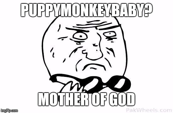 Go back to"tickles your innards", Mountain Dew | PUPPYMONKEYBABY? MOTHER OF GOD | image tagged in mother of god,mountain dew,memes | made w/ Imgflip meme maker