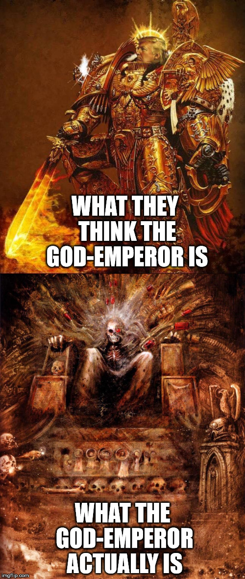 WHAT THEY THINK THE GOD-EMPEROR IS; WHAT THE GOD-EMPEROR ACTUALLY IS | made w/ Imgflip meme maker