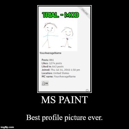 MS PAINT | Best profile picture ever. | image tagged in funny,demotivationals | made w/ Imgflip demotivational maker