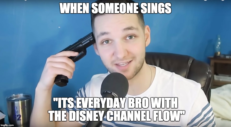Neat mike suicide | WHEN SOMEONE SINGS; "ITS EVERYDAY BRO WITH THE DISNEY CHANNEL FLOW" | image tagged in neat mike suicide | made w/ Imgflip meme maker