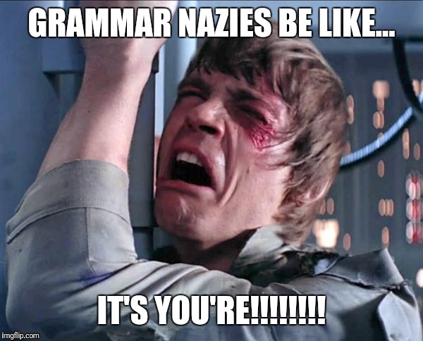 GRAMMAR NAZIES BE LIKE... IT'S YOU'RE!!!!!!!! | made w/ Imgflip meme maker