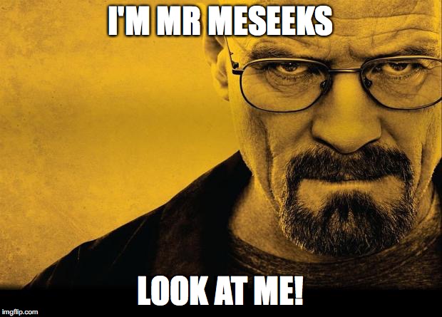walter white | I'M MR MESEEKS; LOOK AT ME! | image tagged in walter white | made w/ Imgflip meme maker