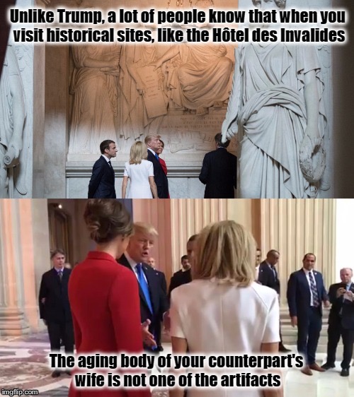 Trump in Paris | image tagged in donald trump,emmanuel macron,paris,resist,france | made w/ Imgflip meme maker