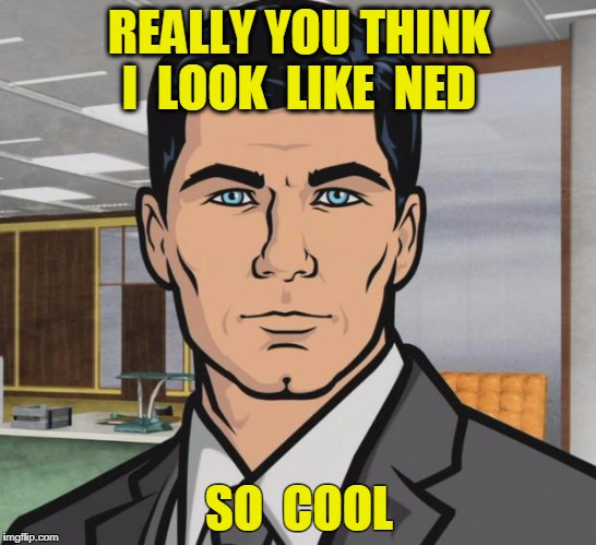 Archer Meme | REALLY YOU THINK I  LOOK  LIKE  NED; SO  COOL | image tagged in memes,archer | made w/ Imgflip meme maker