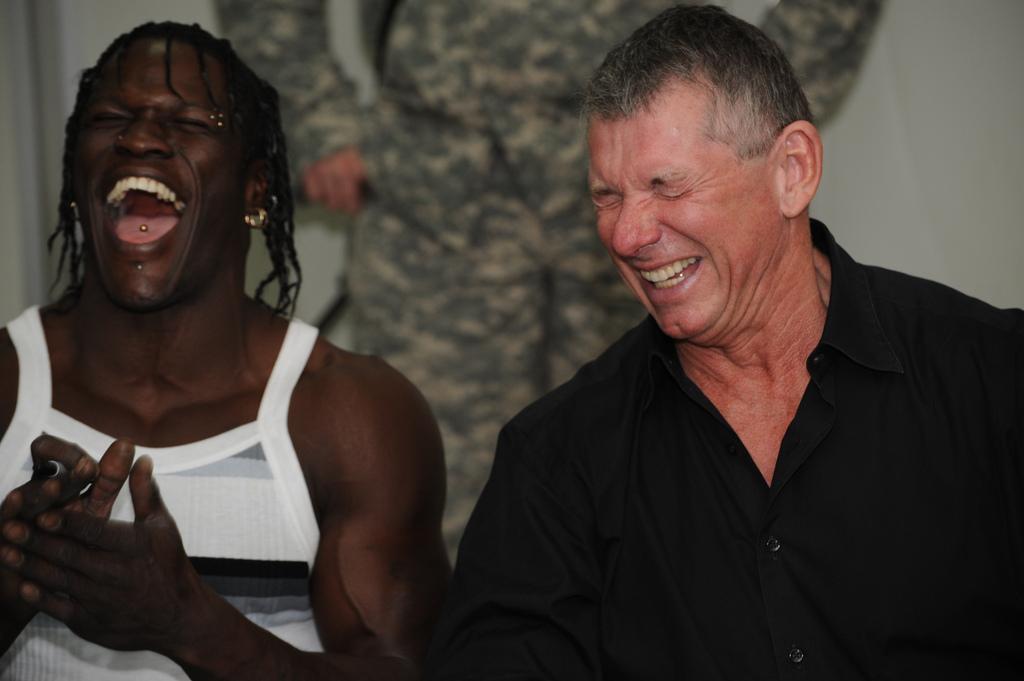 Vince McMahon and R-Truth laughing Blank Meme Template