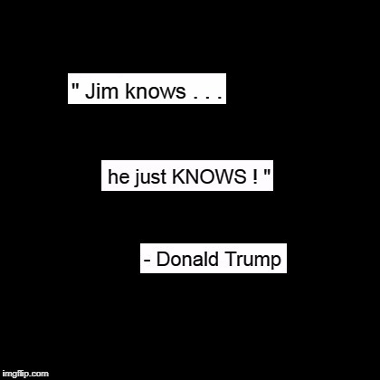 Trump wants people to stop asking about his invisible friend! | " Jim knows . . . | image tagged in trump,jimmy,best friends | made w/ Imgflip meme maker