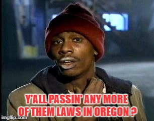 Y'all Got Any More Of That | Y'ALL PASSIN' ANY MORE OF THEM LAWS IN OREGON ? | image tagged in memes,yall got any more of | made w/ Imgflip meme maker