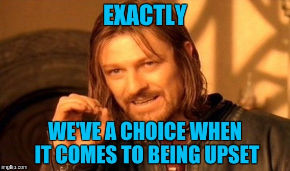 One Does Not Simply Meme | EXACTLY WE'VE A CHOICE WHEN IT COMES TO BEING UPSET | image tagged in memes,one does not simply | made w/ Imgflip meme maker