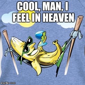 banana in heaven | COOL, MAN, I FEEL IN HEAVEN | image tagged in banana in heaven | made w/ Imgflip meme maker