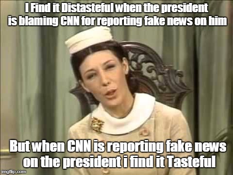 I Find it Distasteful when the president is blaming CNN for reporting fake news on him; But when CNN is reporting fake news on the president i find it Tasteful | image tagged in funny,taste,bad taste,cnn fake news | made w/ Imgflip meme maker