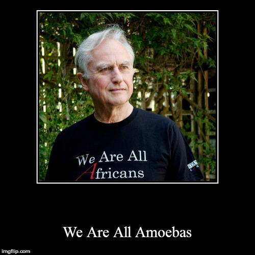 image tagged in funny,demotivationals,richard dawkins,we are all africans,creationism,sarcasm | made w/ Imgflip demotivational maker