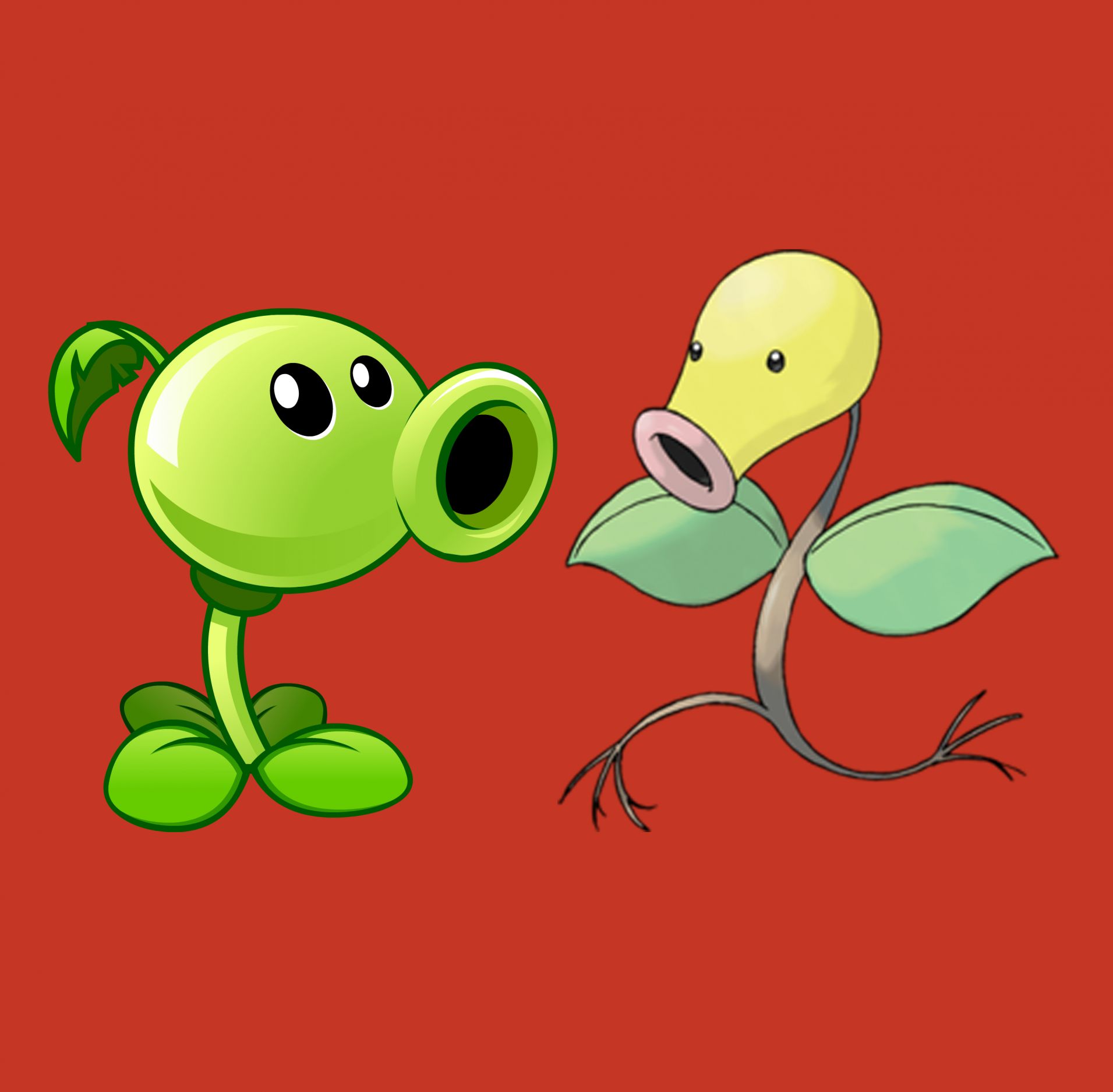 High Quality Peashooter and Bellsprout Blank Meme Template