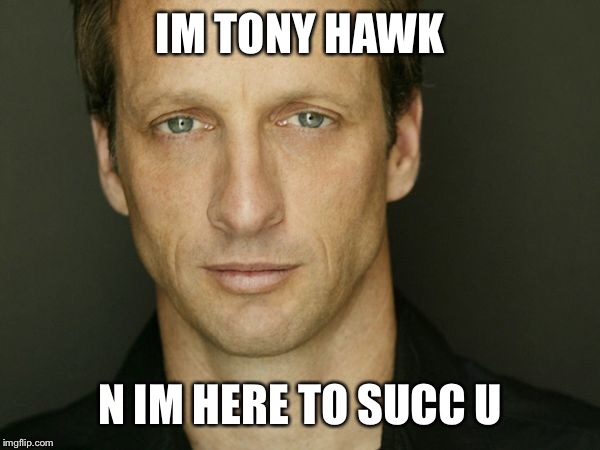 IM TONY HAWK; N IM HERE TO SUCC U | image tagged in funny memes | made w/ Imgflip meme maker