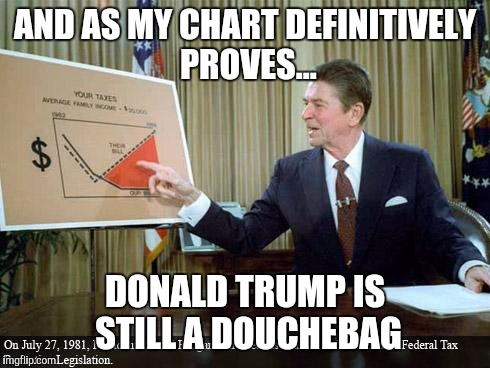 Reagan Chart | AND AS MY CHART DEFINITIVELY PROVES... DONALD TRUMP IS STILL A DOUCHEBAG | image tagged in reagan chart,memes | made w/ Imgflip meme maker