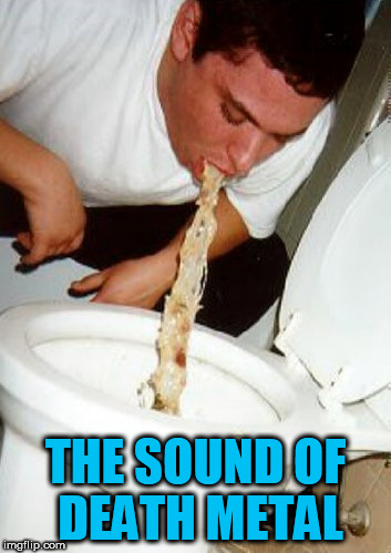 THE SOUND OF DEATH METAL | image tagged in death metal,metal,death,bad music,barf,vomit | made w/ Imgflip meme maker