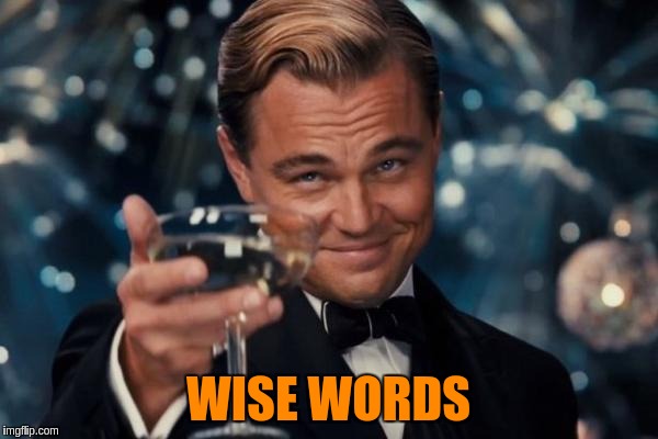 Leonardo Dicaprio Cheers Meme | WISE WORDS | image tagged in memes,leonardo dicaprio cheers | made w/ Imgflip meme maker