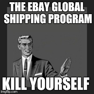 Nothing like waiting 3 weeks for something that could take 5 days if sent direct | THE EBAY GLOBAL SHIPPING PROGRAM; KILL YOURSELF | image tagged in memes,kill yourself guy | made w/ Imgflip meme maker