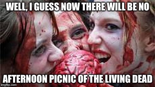 All Zombies are Libtards | WELL, I GUESS NOW THERE WILL BE NO AFTERNOON PICNIC OF THE LIVING DEAD | image tagged in all zombies are libtards | made w/ Imgflip meme maker