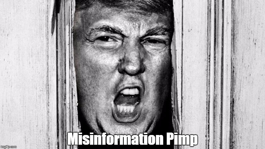 "Donald Trump: Misinformation Pimp" | Misinformation Pimp | image tagged in devious donald,despicable donald,deplorable donald,dishonest donald,despotic donald,mafia don | made w/ Imgflip meme maker
