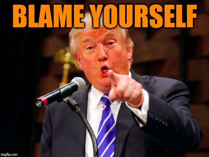trump point | BLAME YOURSELF | image tagged in trump point | made w/ Imgflip meme maker