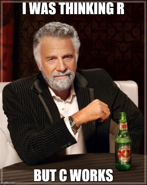The Most Interesting Man In The World Meme | I WAS THINKING R BUT C WORKS | image tagged in memes,the most interesting man in the world | made w/ Imgflip meme maker