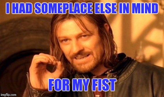 One Does Not Simply Meme | I HAD SOMEPLACE ELSE IN MIND FOR MY FIST | image tagged in memes,one does not simply | made w/ Imgflip meme maker