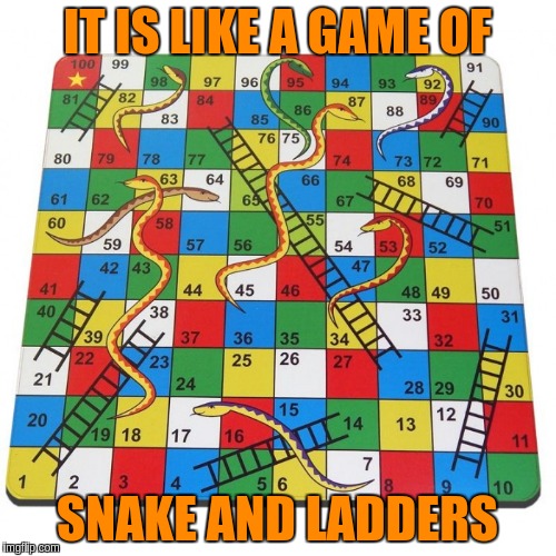 IT IS LIKE A GAME OF SNAKE AND LADDERS | made w/ Imgflip meme maker