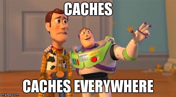 TOYSTORY EVERYWHERE |  CACHES; CACHES EVERYWHERE | image tagged in toystory everywhere | made w/ Imgflip meme maker