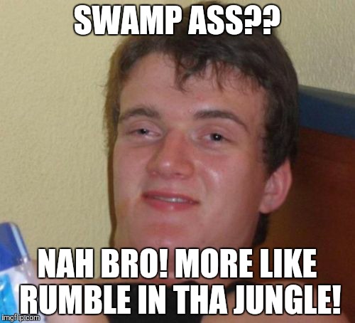 10 Guy | SWAMP ASS?? NAH BRO! MORE LIKE RUMBLE IN THA JUNGLE! | image tagged in memes,10 guy | made w/ Imgflip meme maker